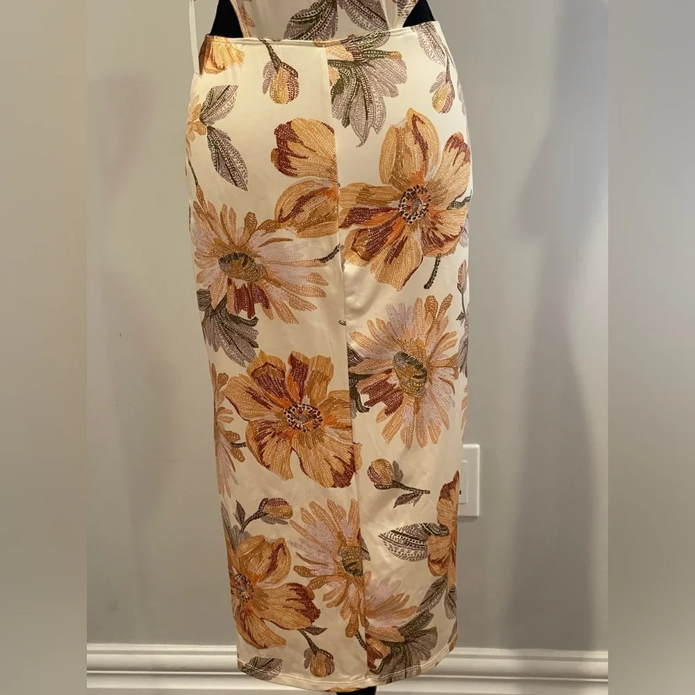 New Chrysanthemum‎ L Floral Cut-Out Maxi Dress w Stretch 810 - Picture 6 of 10